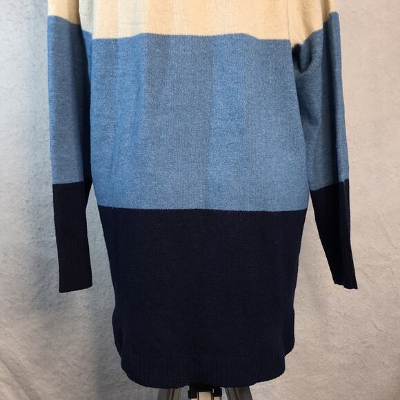 NWT St John's Bay Long Sweater with Cowl Neck Blue & Cream Color Women's Size 1X - Picture 8 of 15